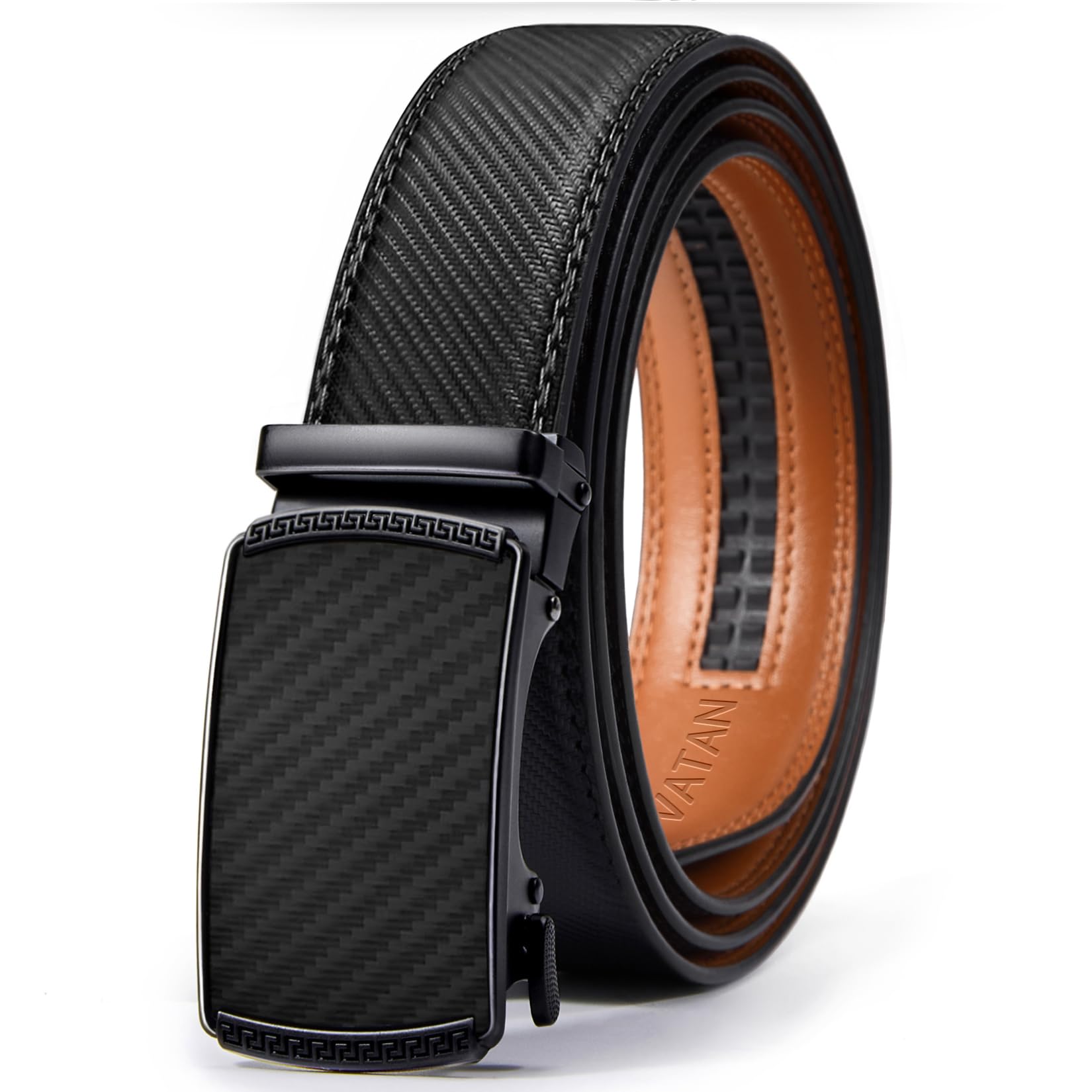 Sponsored Ad - Men's Belt Leather Ratchet Belt for Men Dress Casual Every Day with Adjustable Buckle, Trim to Fit