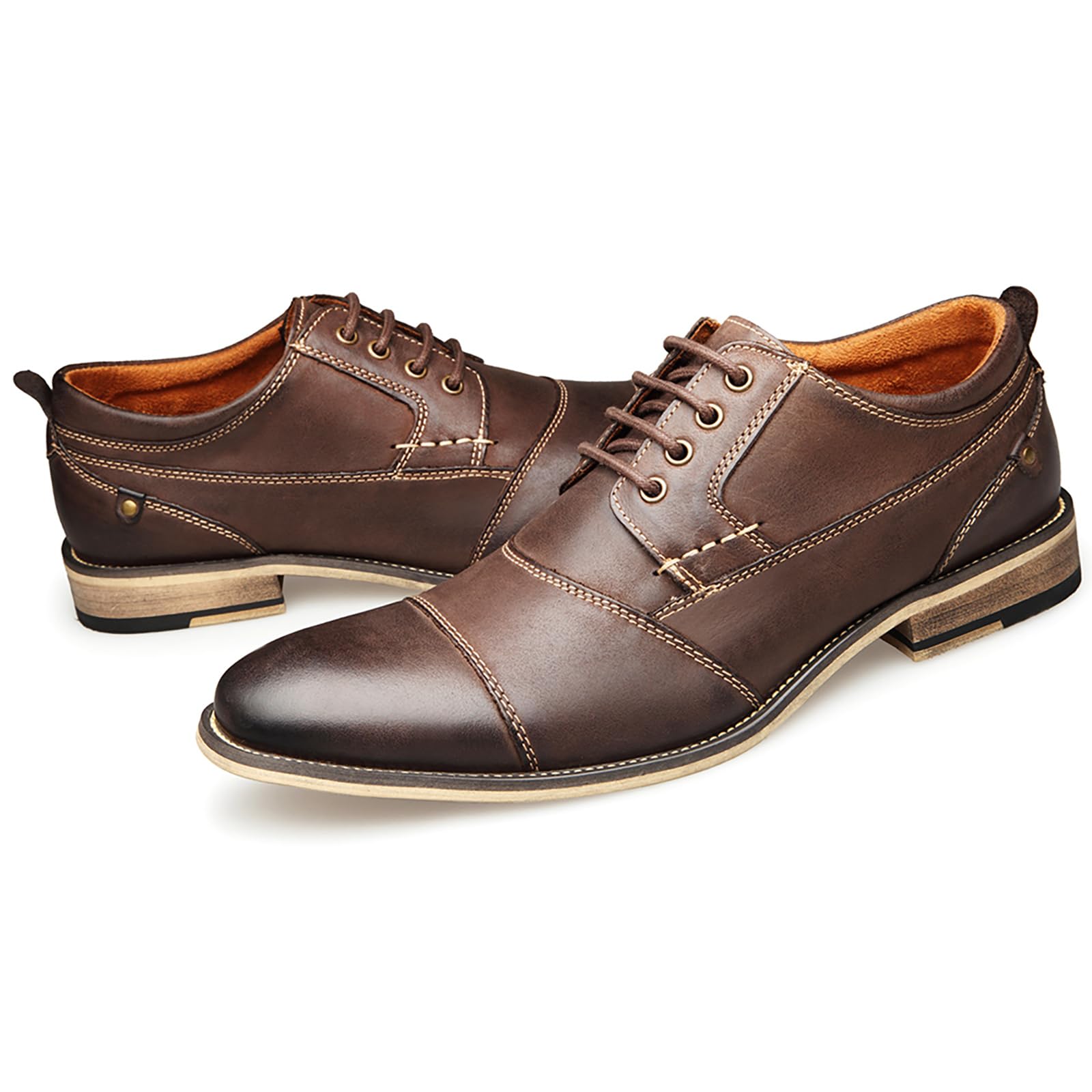 Męskie buty skórzane formalne biznesowe Oxford derby brogsy retro sukienka buty dla mężczyzn