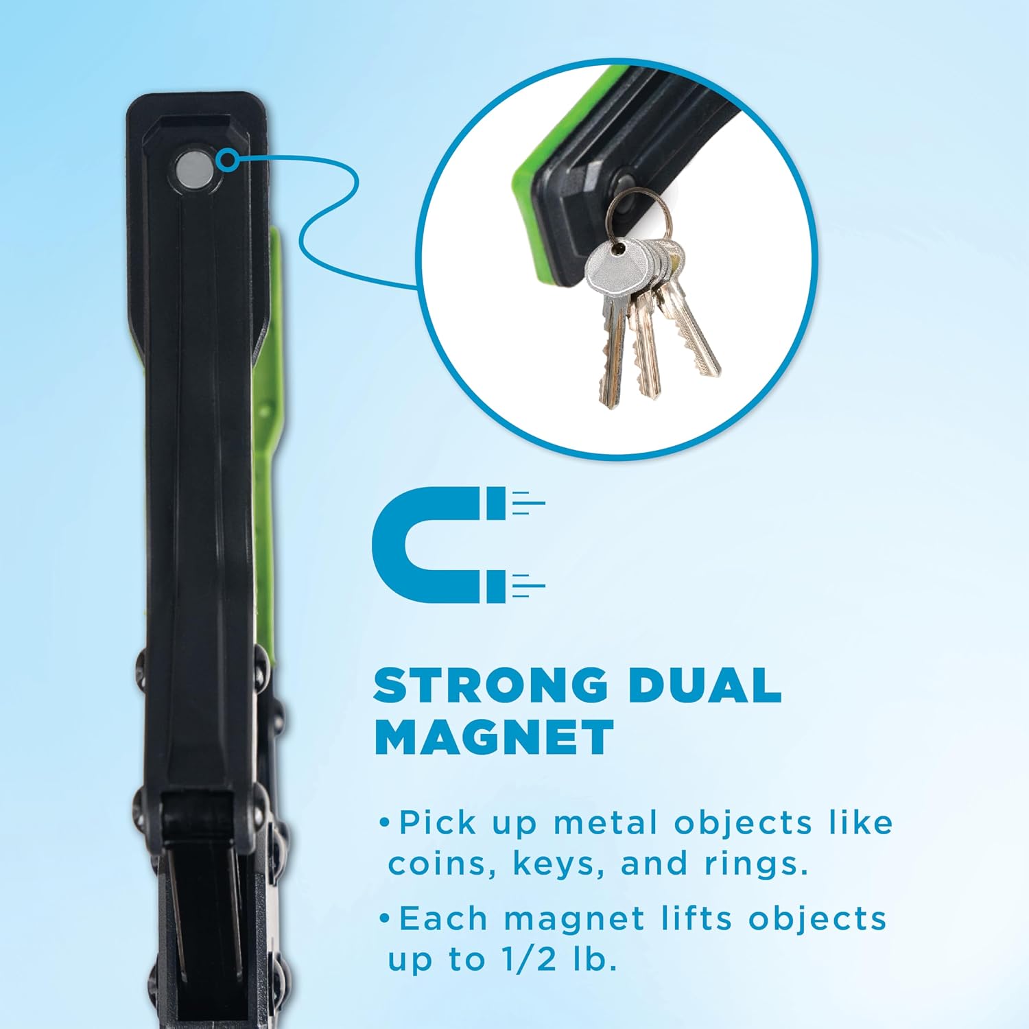 Folding Grabber Reacher Tool, 36-Inch, Green Gripper, Magnetic Tip