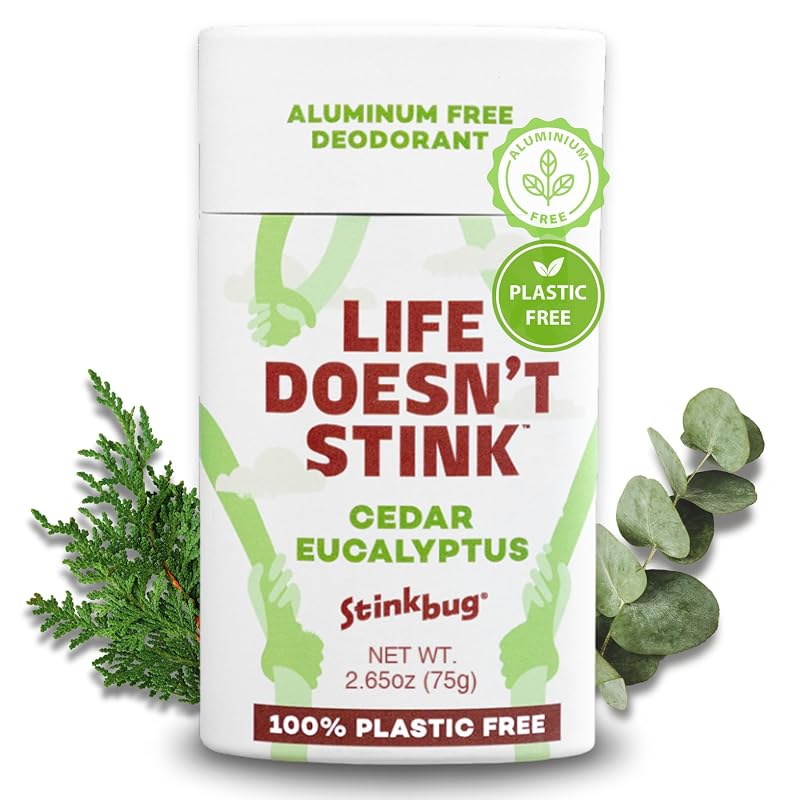 Desodorante em bastão Stinkbug Naturals com cedro, eucalipto e óleo de coco, sem alumínio e embalagem sem plástico, 75 g