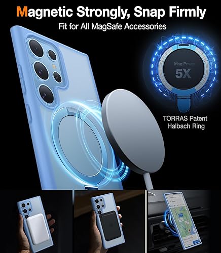 Miniatura 3 de TORRAS Funda magnética para Samsung Galaxy S23 Ultra azul compatible con Magsafe soporte, prueba de caídas de grado militar a prueba de golpes