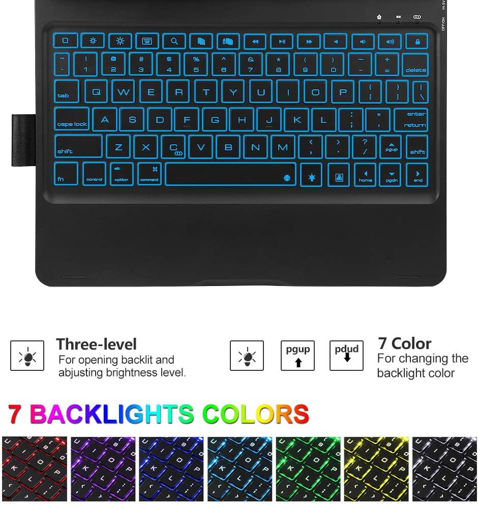 Get Special Price Keyboard Case for iPad Pro 11 inch–360° Rotatable Wireless Keyboard Case with 7 Color Backlit, Compatible with iPad 10.9”Air 4th Gen/iPad 11”1st Gen, Black