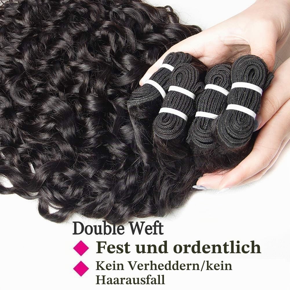 Water Wave Human Hair Bundles(14 16 18 Zoll) Brasilianisches Curly Human Hair 100% Unprocessed Virgin Menschliche Haar Extensions Echthaar natürliches Schwarz
