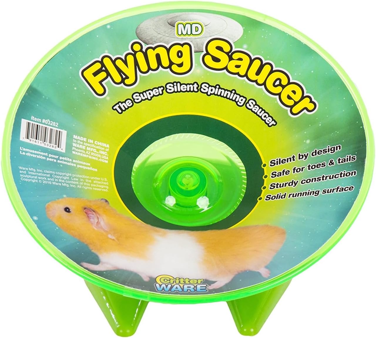 (2 Pack) Ware Flying Saucer Small Pet Exercise Wheels, 7-1/4-Inch, Medium, Colors May Vary