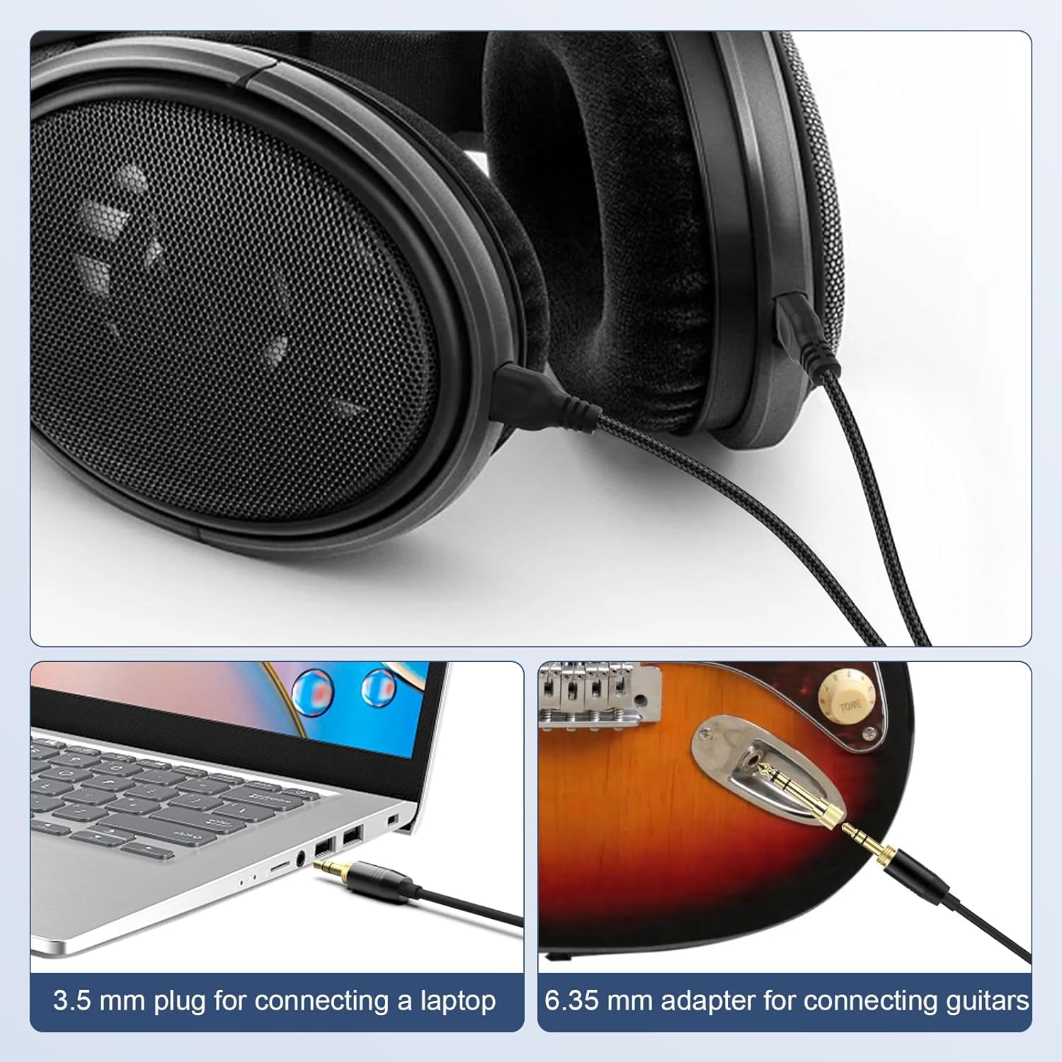 Toxaoii Câble audio HD600 compatible avec casques Sennheiser HD660s, HD6xx, HD650, HD58X, HD580, HD565, HD545, HD535 (ressort hélicoïdal)