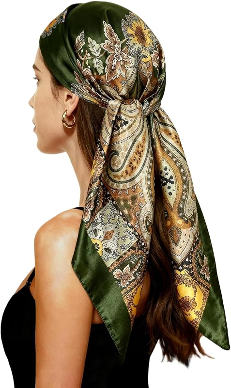 Headscarf for Women，Square Silk-Like Headscarf,Breathable Fashion Bandana,Multiple Colors，Women's Gifts