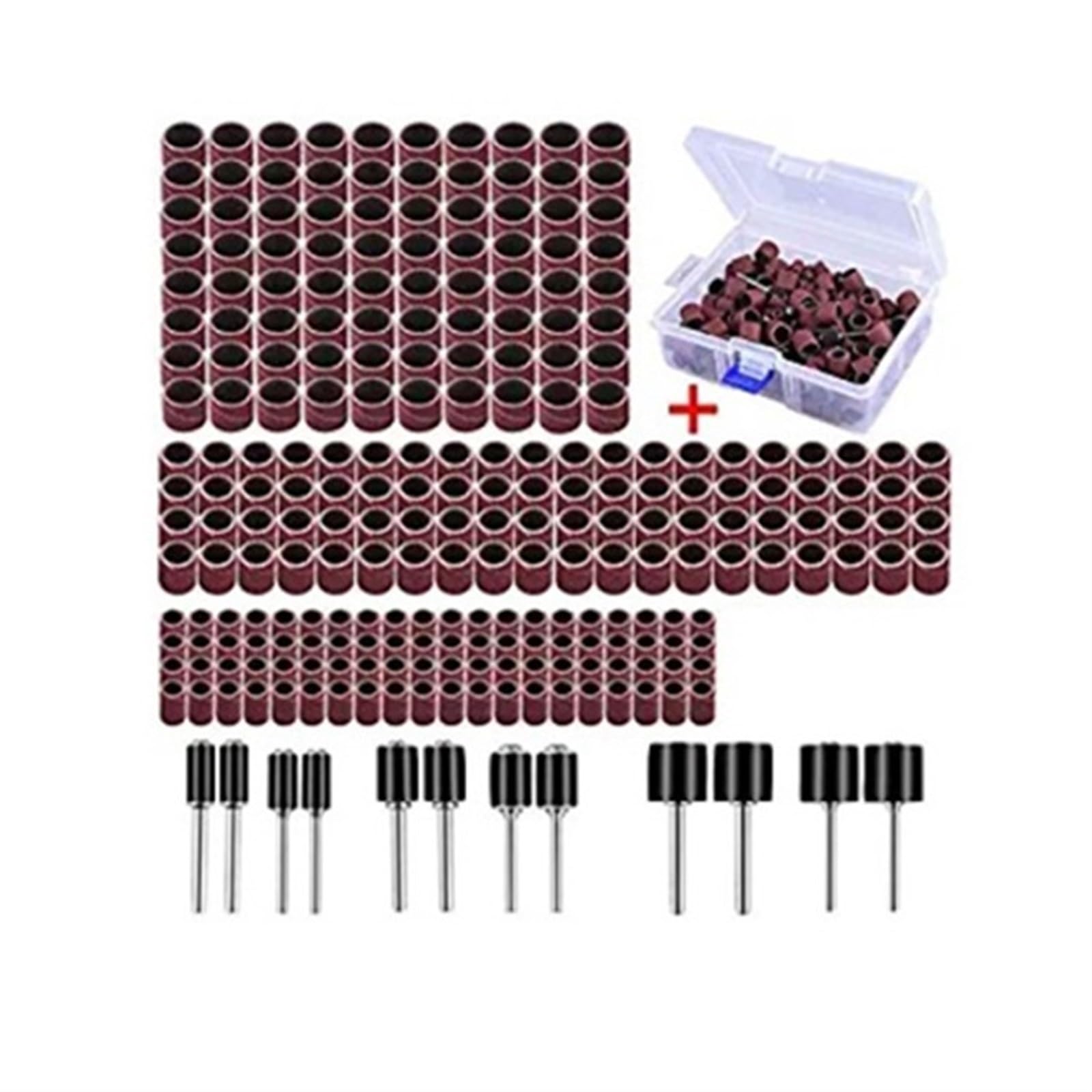 THE WHITE SHOP 252 Pieces Sanding Drum Kit with Free Box Including 240 Pieces Drum Sander Sanding Sleeves and 12 Pieces Drum Mandrels for Dremel Rotary Tool