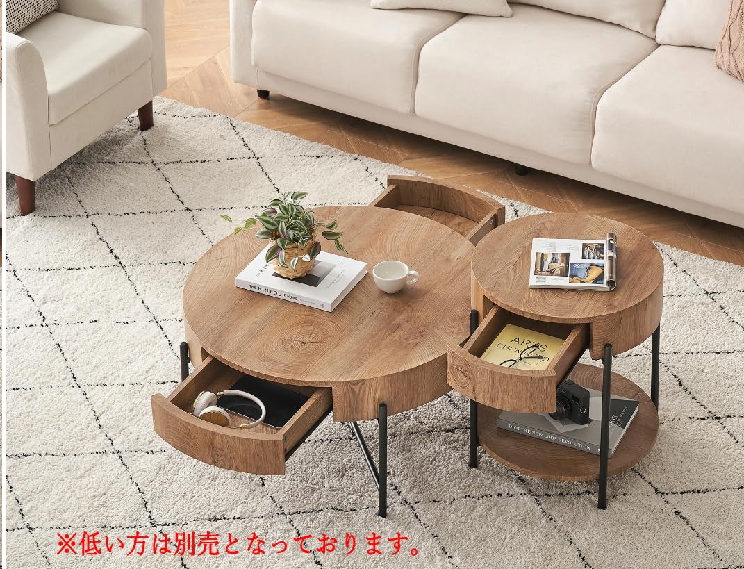 Amazon｜ベラクシー(Beraxy) サイドテーブル 引き出し付き 丸 円形 