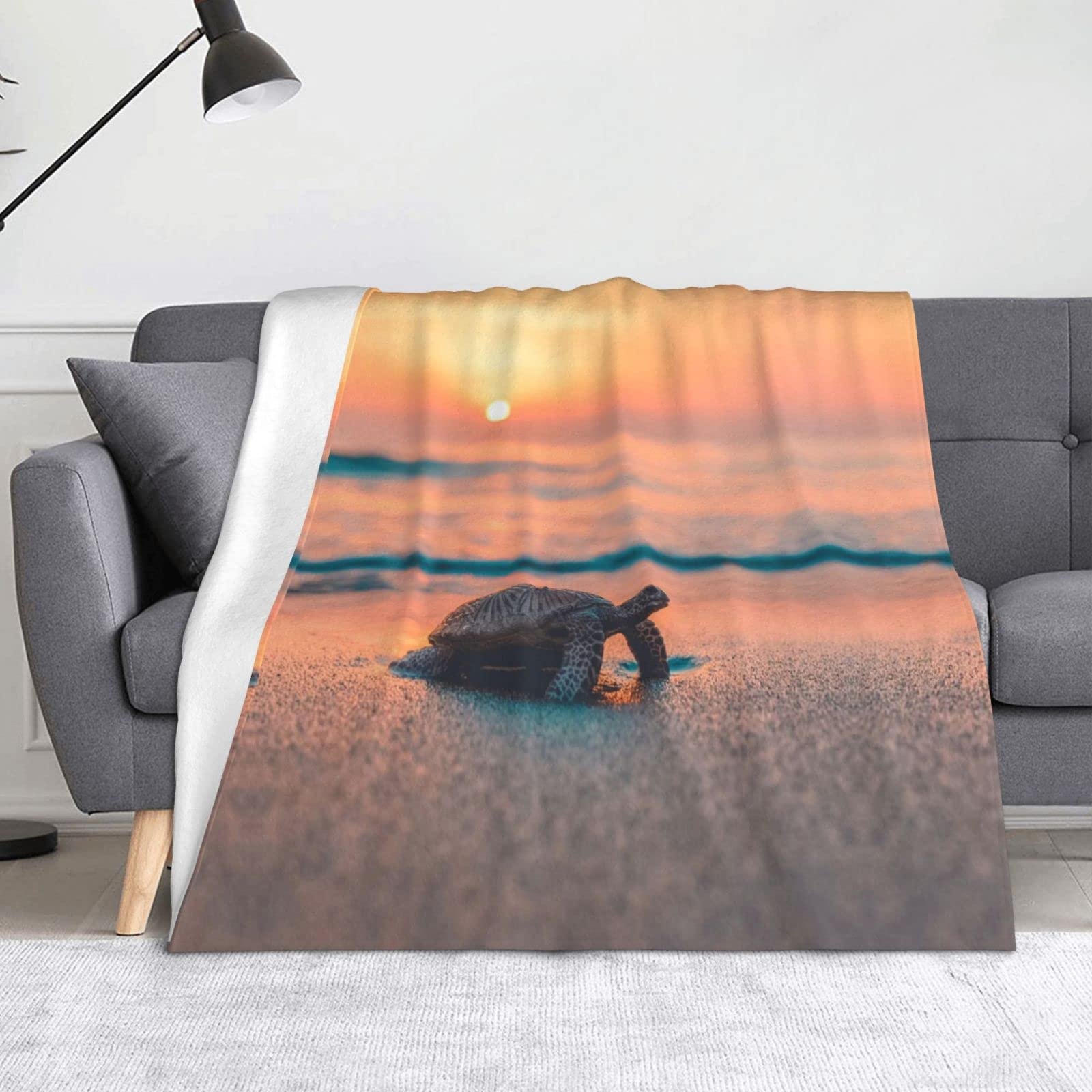 Plaid tortue de mer en microfibre super douce et confortable