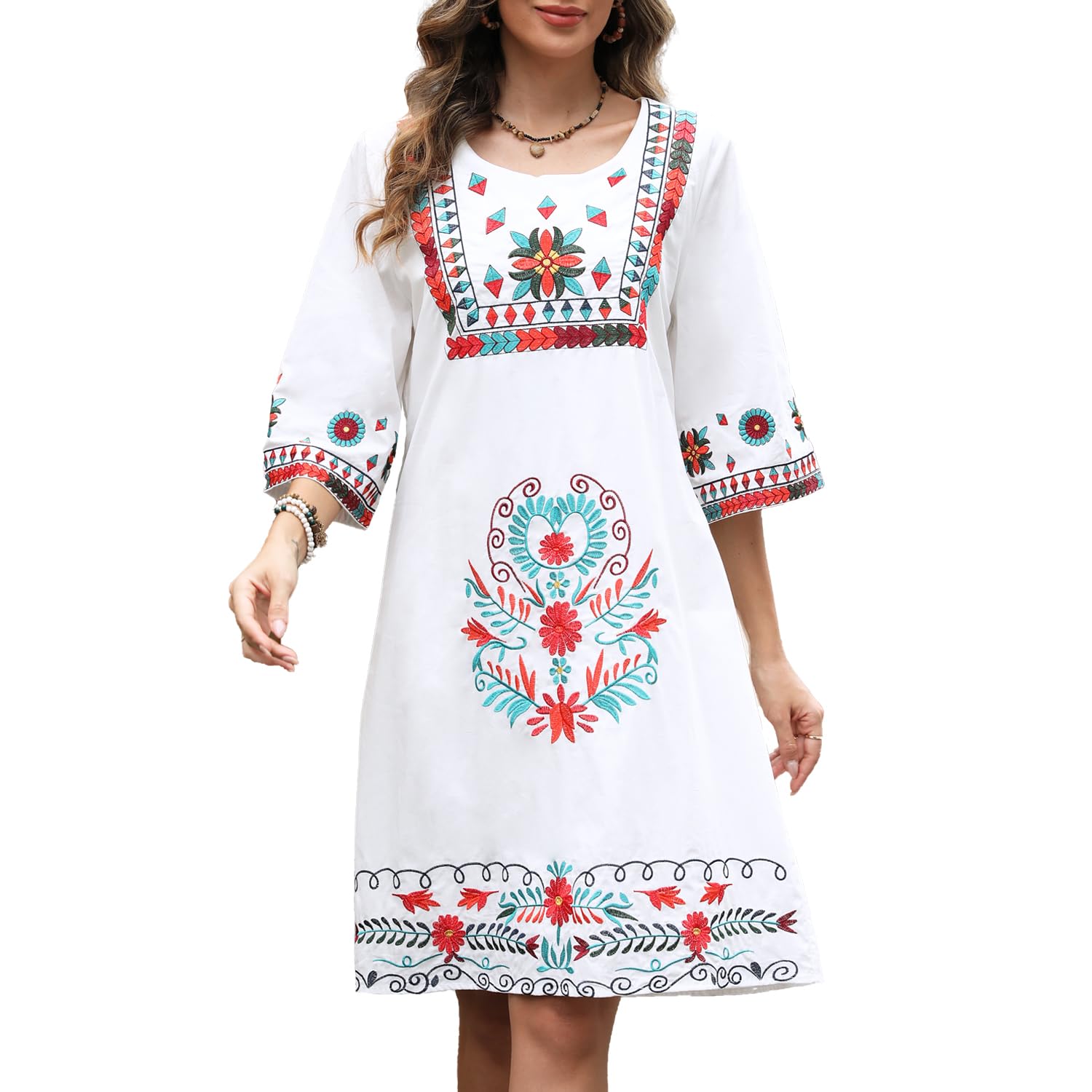 Seasonal Damen Stickerei Bluse Bohemian Herbst Tunika Bestic
