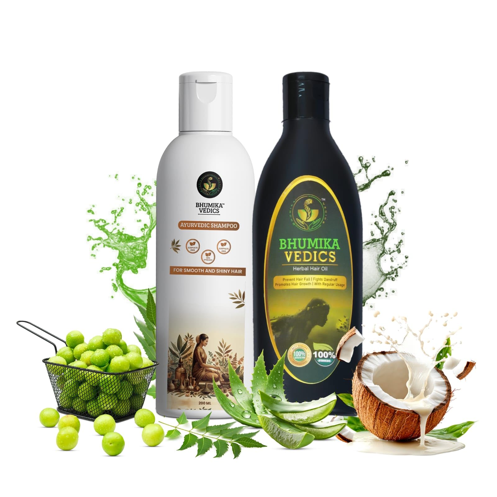 BHUMIKA VEDICS 200 grams Herbal Hair Oil & Ayurvedic Shampoo COMBO