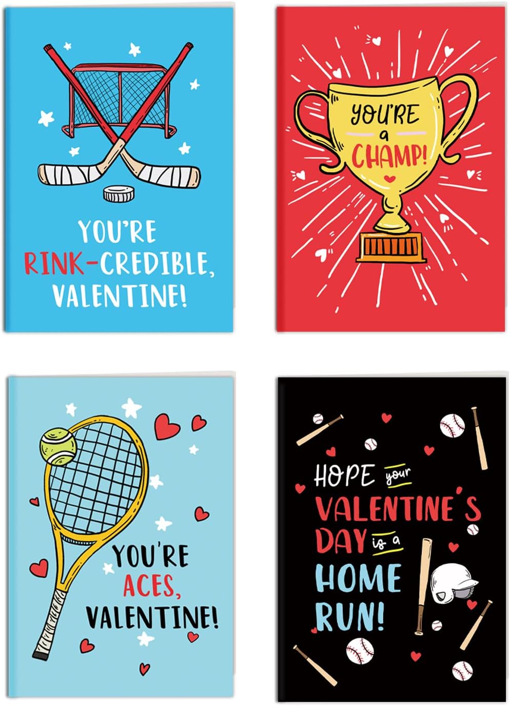 Chenive Valentine's Day Cards for Kids, Sports Themed Valentines Day Greeting Card