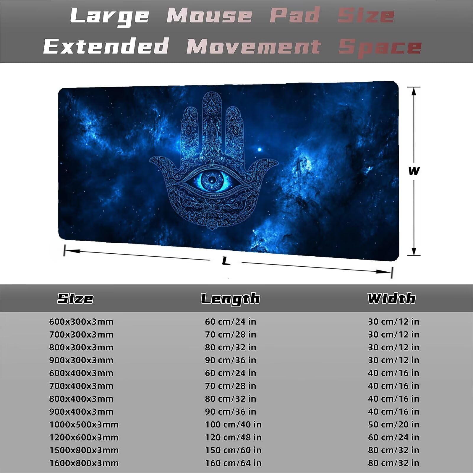 Niebieska podkładka pod mysz 1200 x 600 mm podkładka pod mysz oko duża japońska podkładka pod mysz antypoślizgowa gumowa podstawa powierzchnia ze szwami na krawędziach mata biurowa do komputera