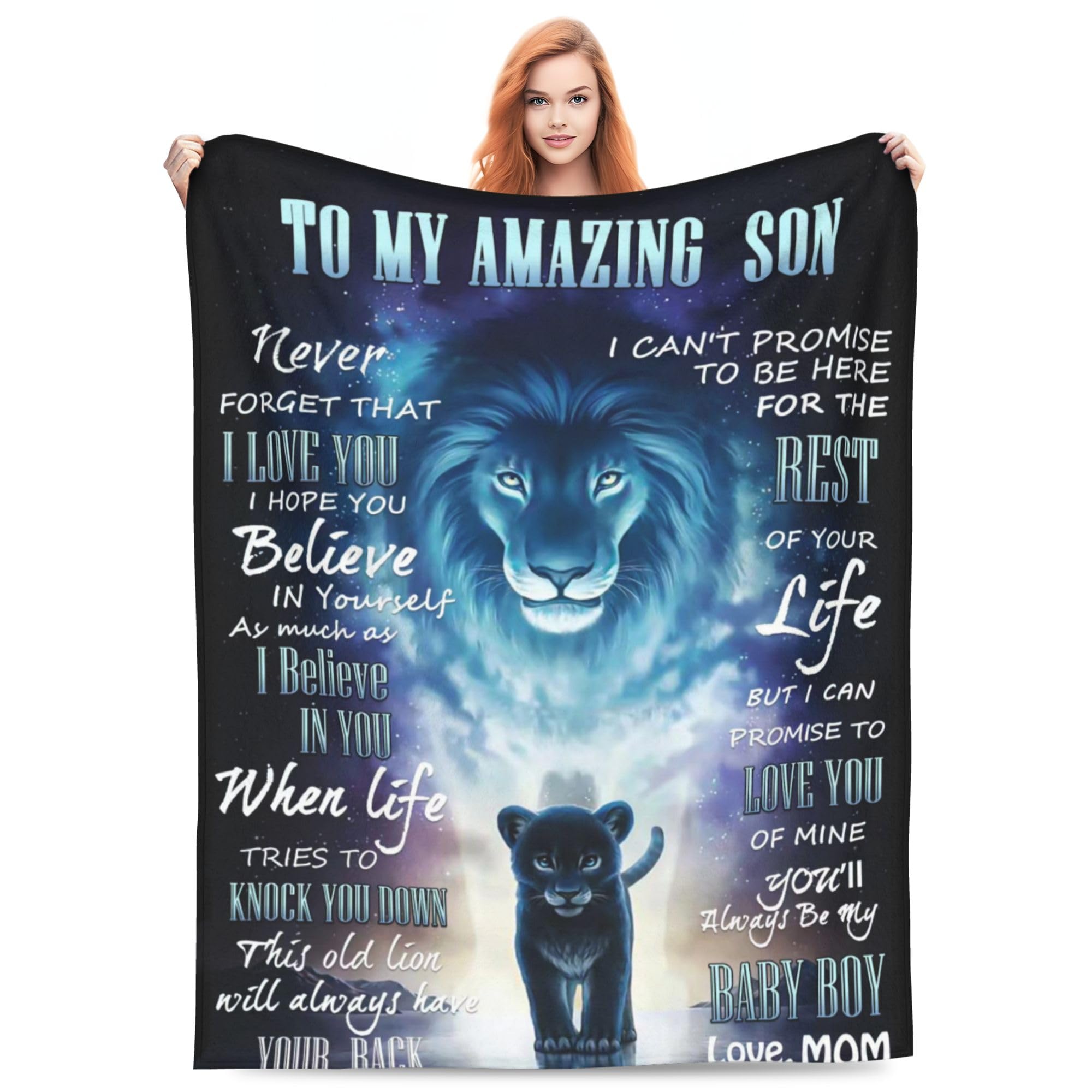 Xinvast Son Blanket - Birthday Gifts for Son Throw Blankets 60"x 50" - Funny Presents from Mom Dad Ideas - Graduation Gifts for Him