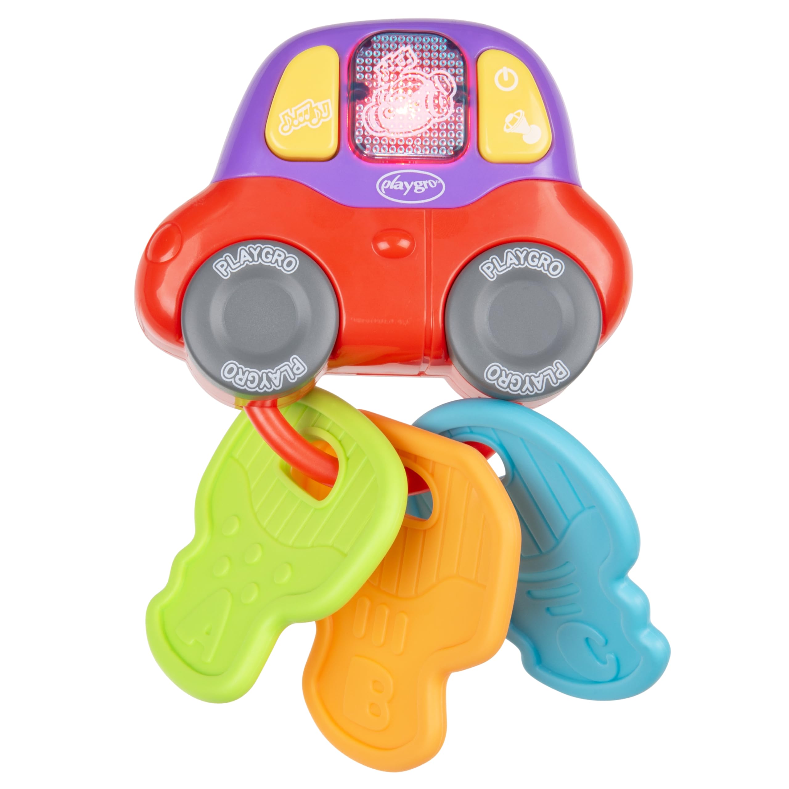Playgro Beep and Play Keys, Interactive Baby Rattle Keyring, Musical Awakening Teething Toy, from 6 Months