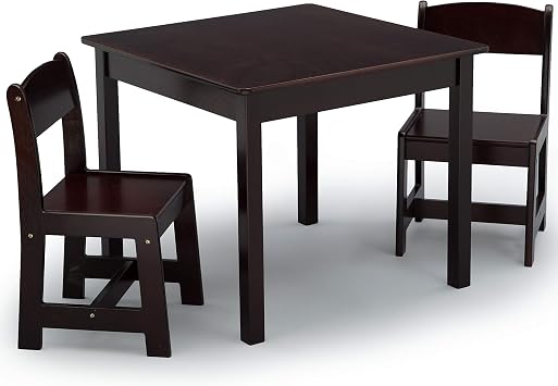 Delta Children MySize Table & 2 Chairs, Wood, Dark Chocolate, 3 Piece Set
