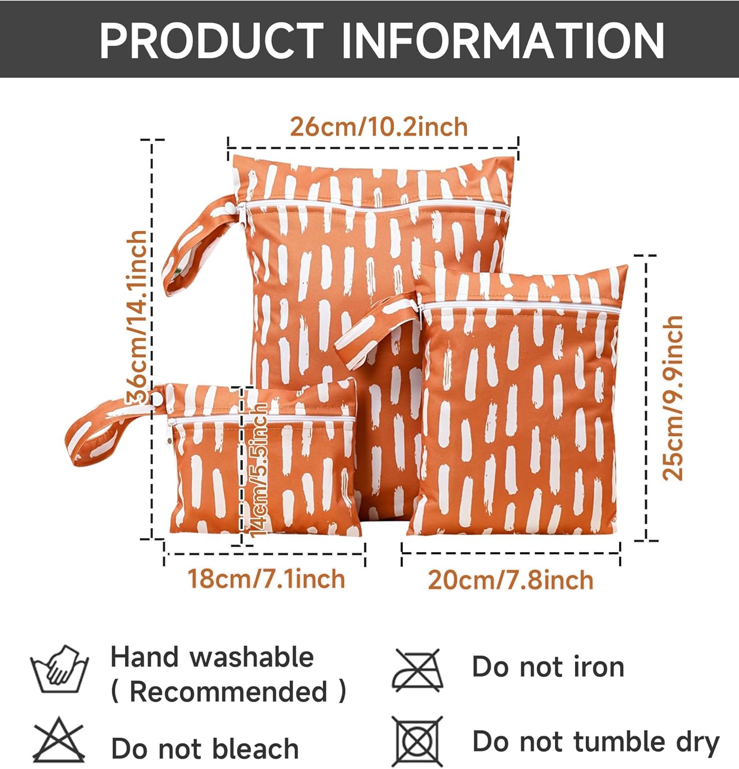 Happy Cherry 3 Pack Waterproof Reusable Washable Diaper Bag with Handle for Travel, Beach, Pool, Yoga,Wet Toddler Swimsuits