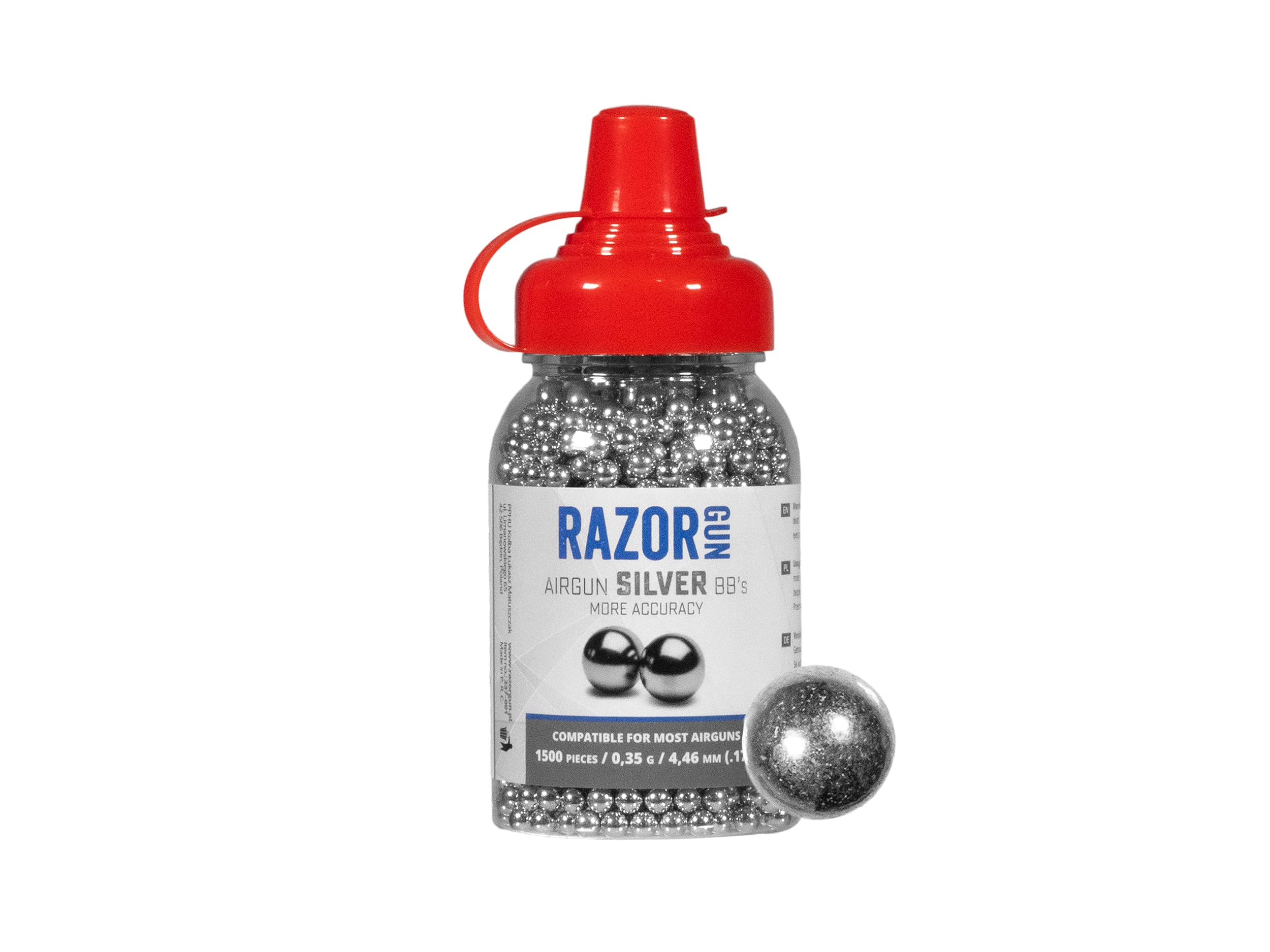 Śrut BBs RazorGun Silver 4,46 mm 1500 sztuk stalowe BBs Pellet