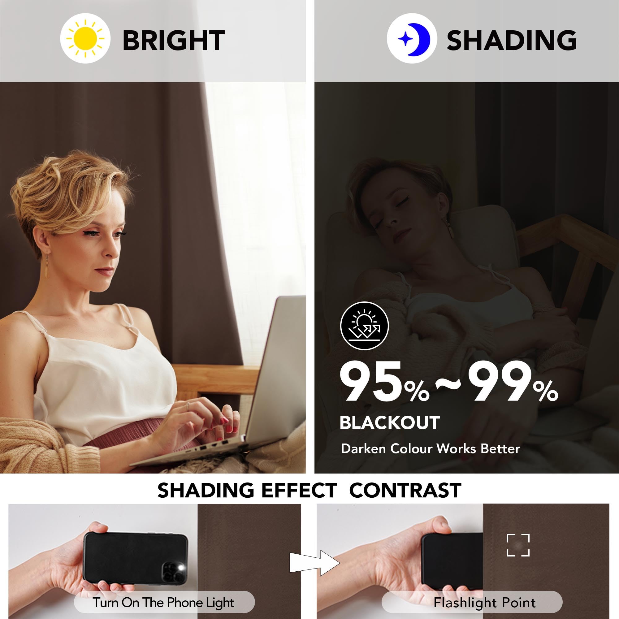 Deconovo Tende Oscuranti per Interni 2 Pezzi 229 CM Altezza, Termiche Isolanti, Anti-Rumore, con Anelli, Ideali per Camera da Letto e Soggiorno, 117x229 CM, Cioccolato