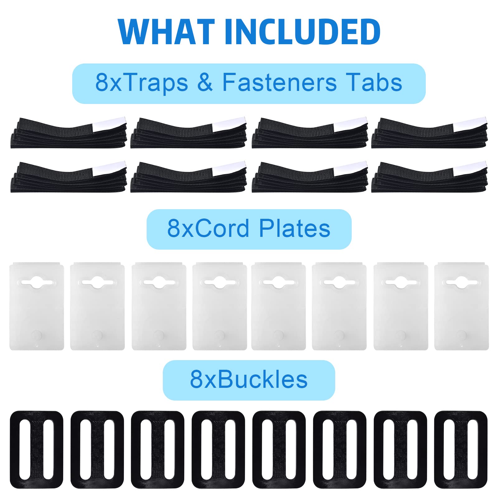 Kit Fixation Bâche Piscine Funmo - 8 Sangles Nylon Avec Boucles Et Plaques - Pour Rouleaux Film Solaire