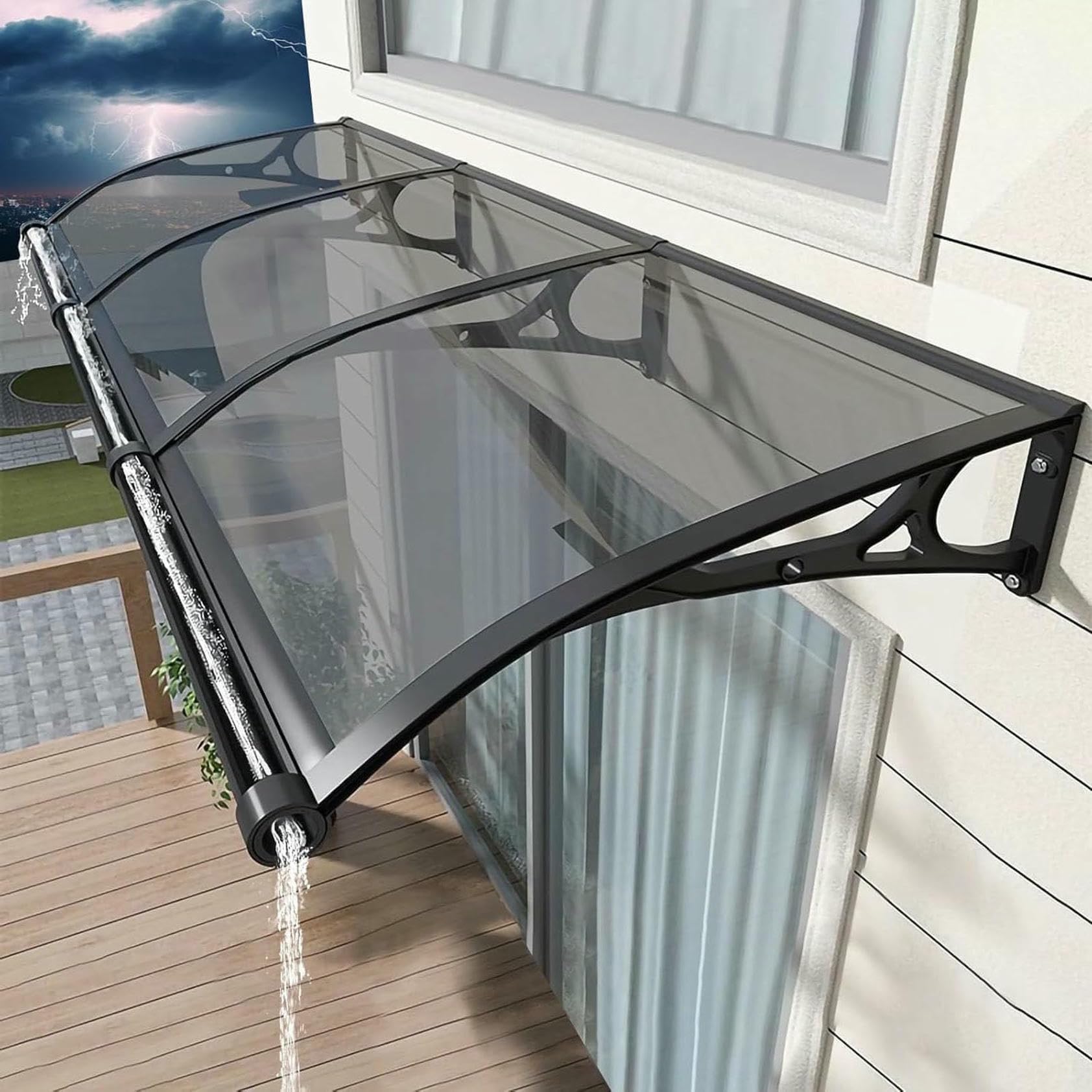 Toit marquise en polycarbonate CNPRAZ auvent de porte d'entrée haut de gamme 60x140