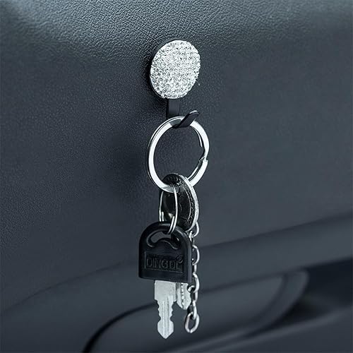 Miniatura 4 de Ganchos brillantes para bolsos y bolsas, 4 ganchos pequeños en el tablero de instrumentos para llaves, máscara, auriculares, cable de carga, ganchos