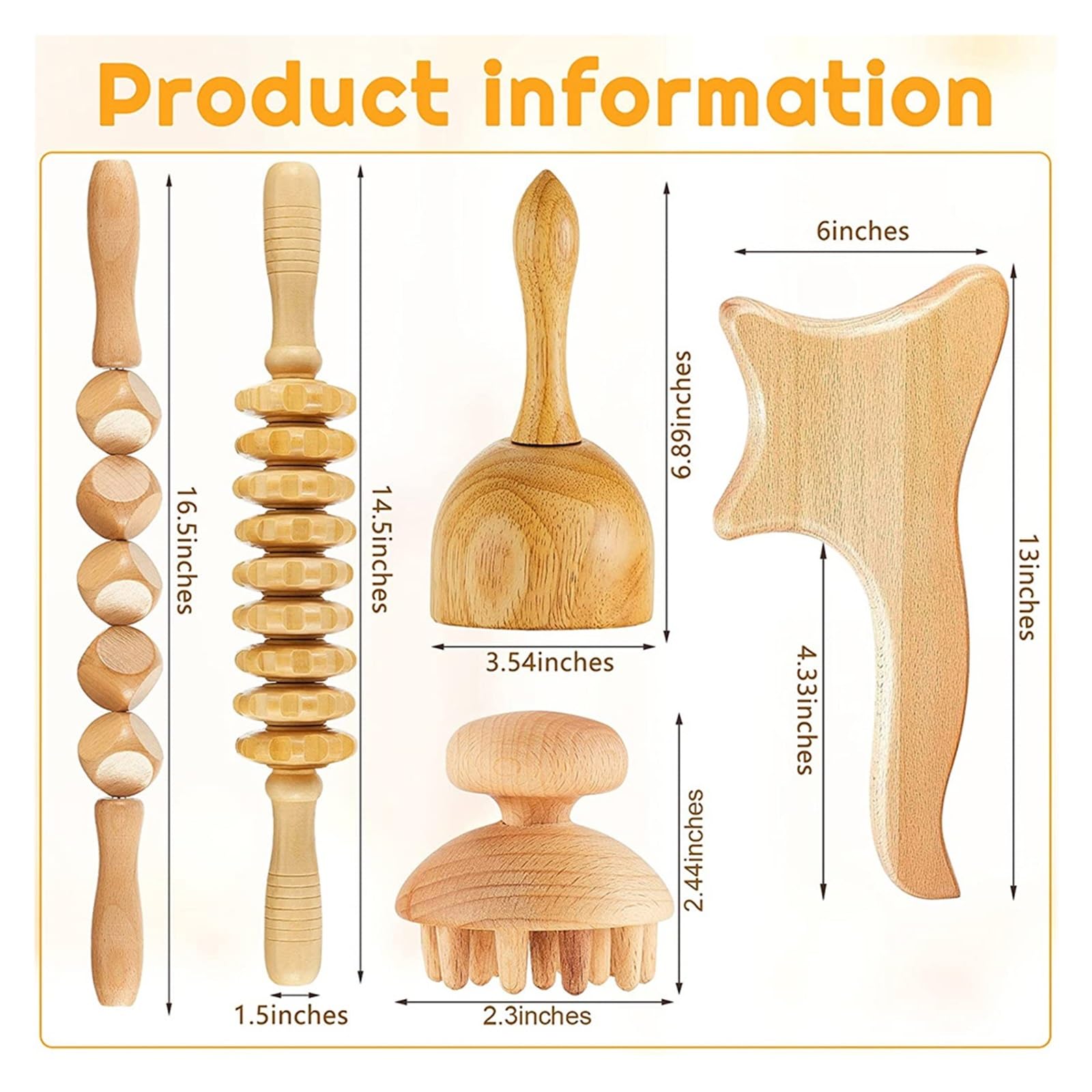 Herramientas de masaje anticelulítico para terapia de madera, rodillo masajeador de madera, taza Gua Sha, kit de meroterapia, drenaje linfático (estilo M)