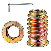 Vista 9 de 1/4 "-10 200 piezas de insertos roscados para madera hexagonal, insertos de madera, tuercas para muebles