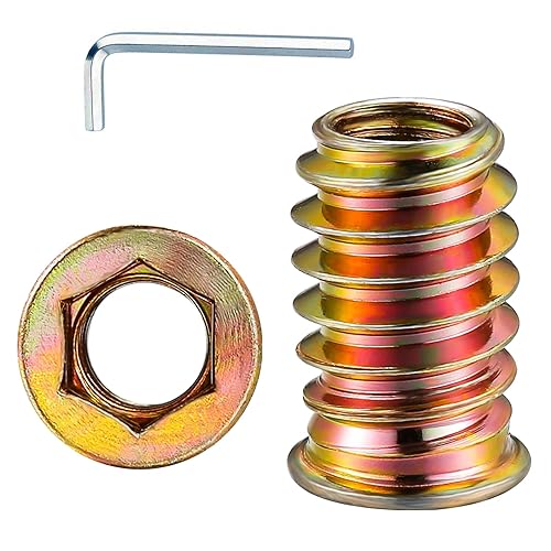 Wensilon 516 "-25 100 piezas de insertos roscados para madera hexagonal, insertos de madera, tuercas para muebles