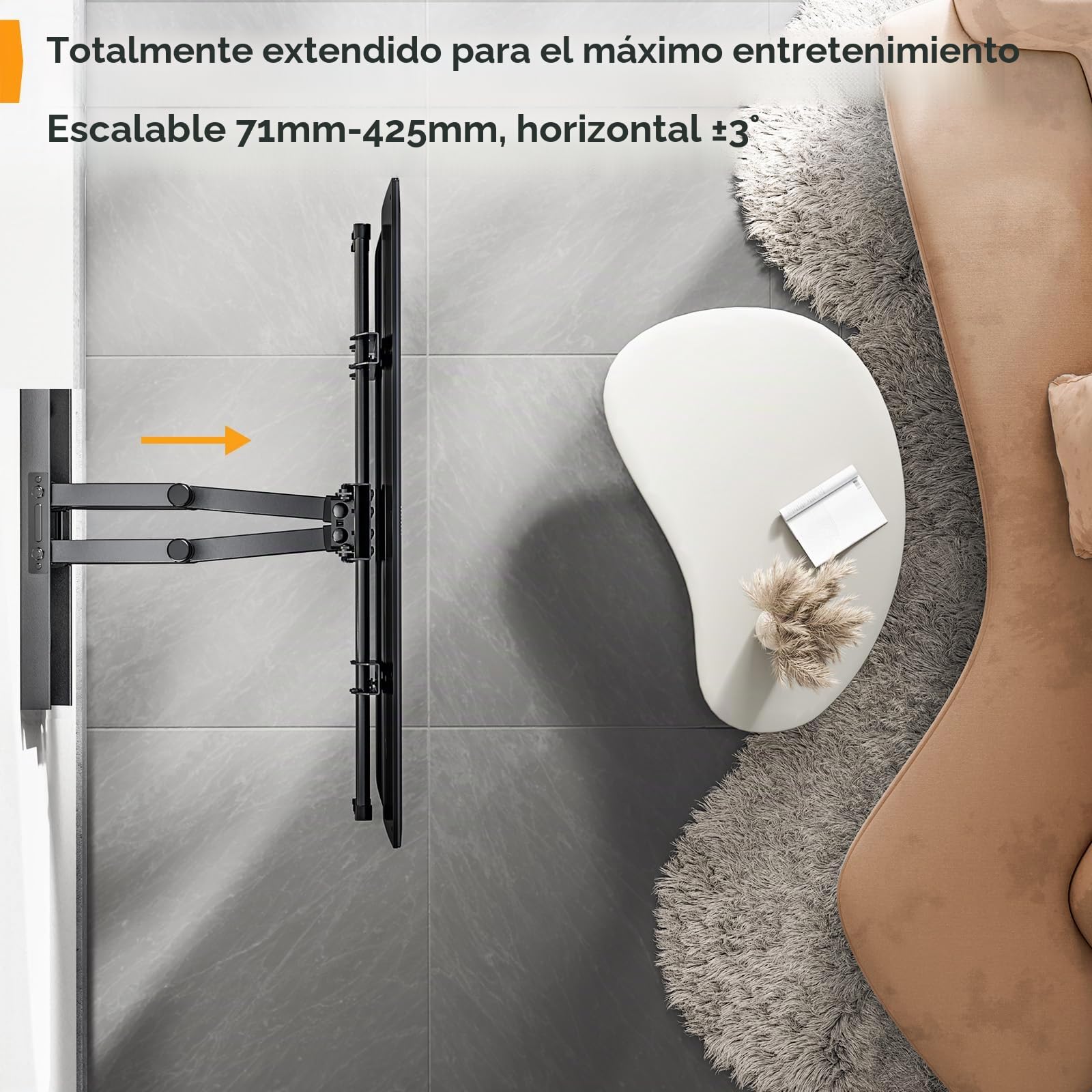 Perlegear Soporte de TV Pared Articulado Inclinable y Giratorio, Soporte TV para Pantallas de 37-84 Pulgadas, hasta 60 kg, MAX VESA 600x400 mm