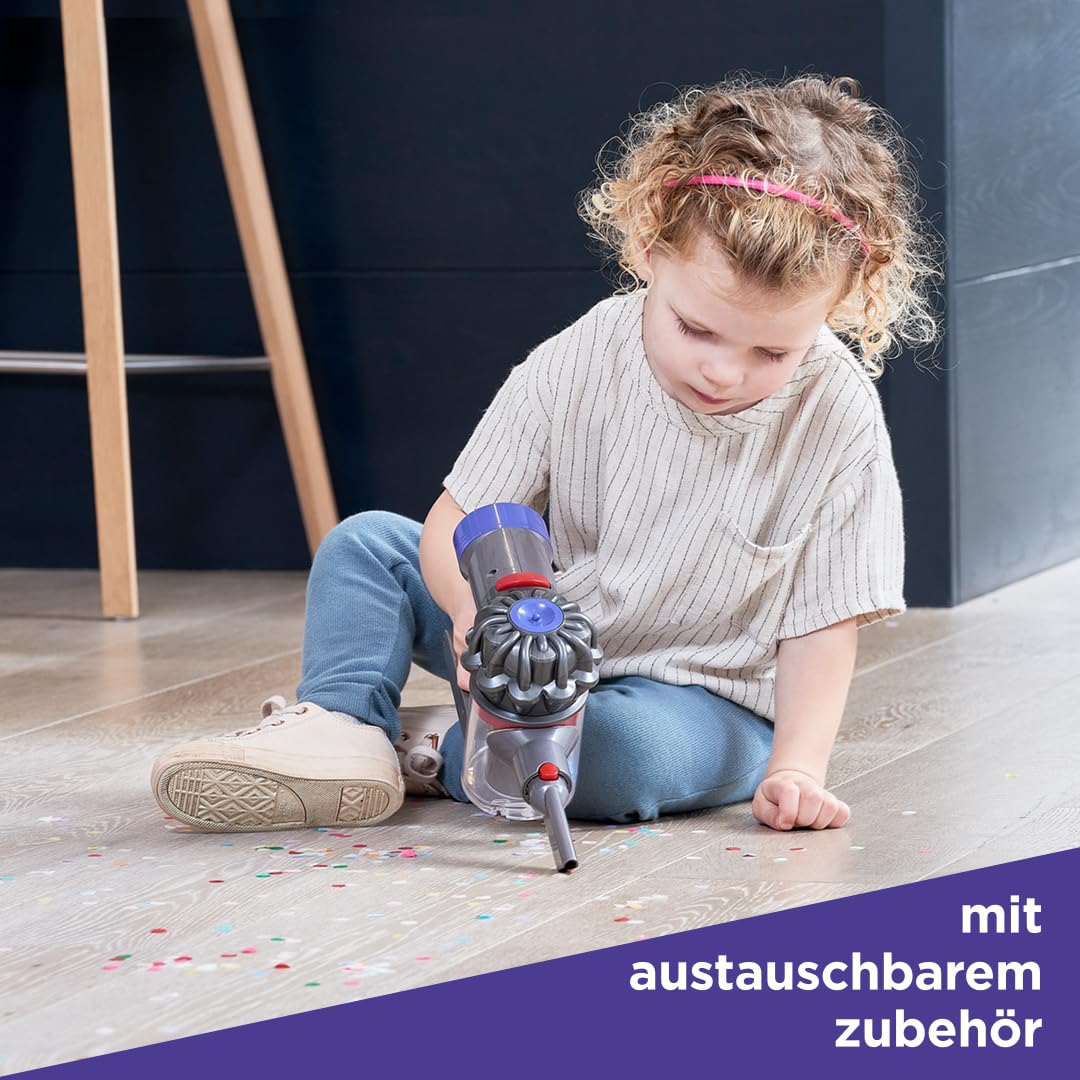 Casdon Dyson kabelloser Staubsauger | Interaktiver & offiziell lizenzierter Dyson Spielzeugstaubsauger für Kinder ab 3 Jahren | Realistischer Rollenspielspaß!, Gelb