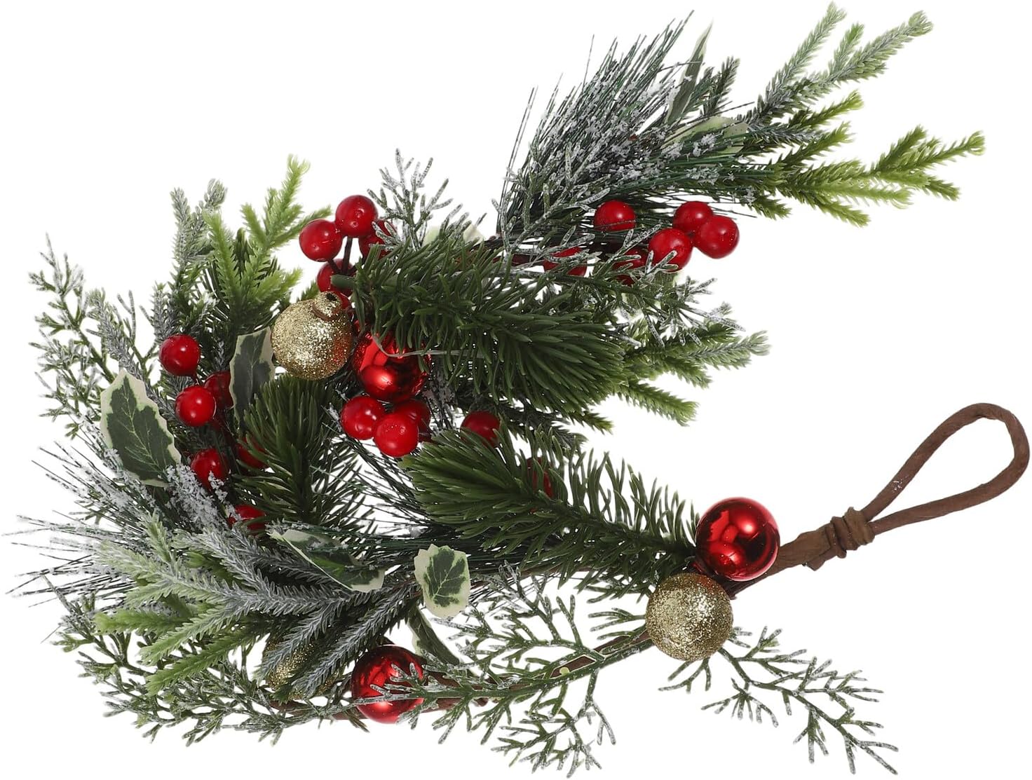 Christmas Teardrop Swag Wreath 65cm Artificial Pine Greenery with Pinecones Winter Holiday Front Door Hanging Decor for Indoor Outdoor Use