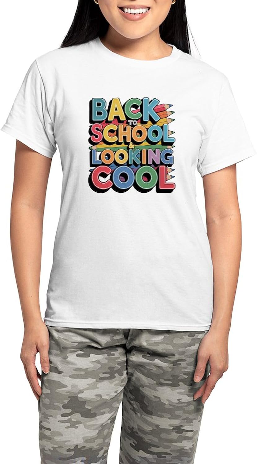 CafePress Look Cool T Shirt Design for Trendy Students Women's Novelty Cotton Pajama Set, Comfortable PJ Sleepwear