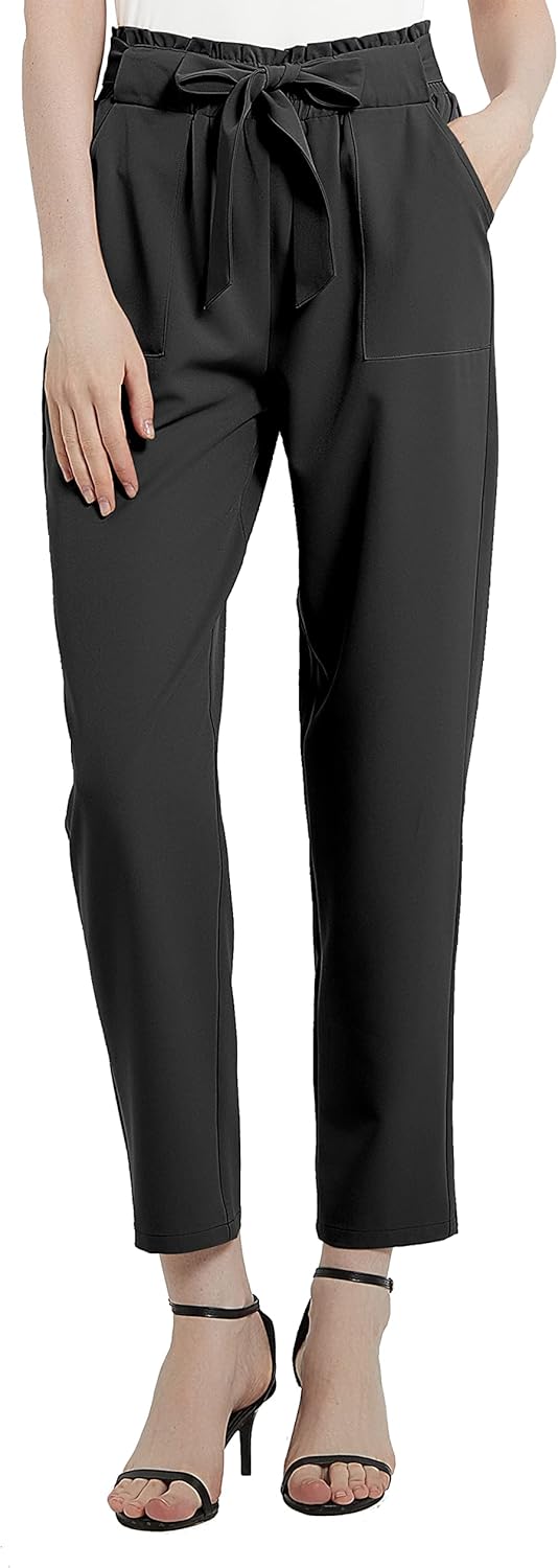 Urban CoCo Womens Casual High Waist Pencil Pants with Bow-Knot Pockets for Work