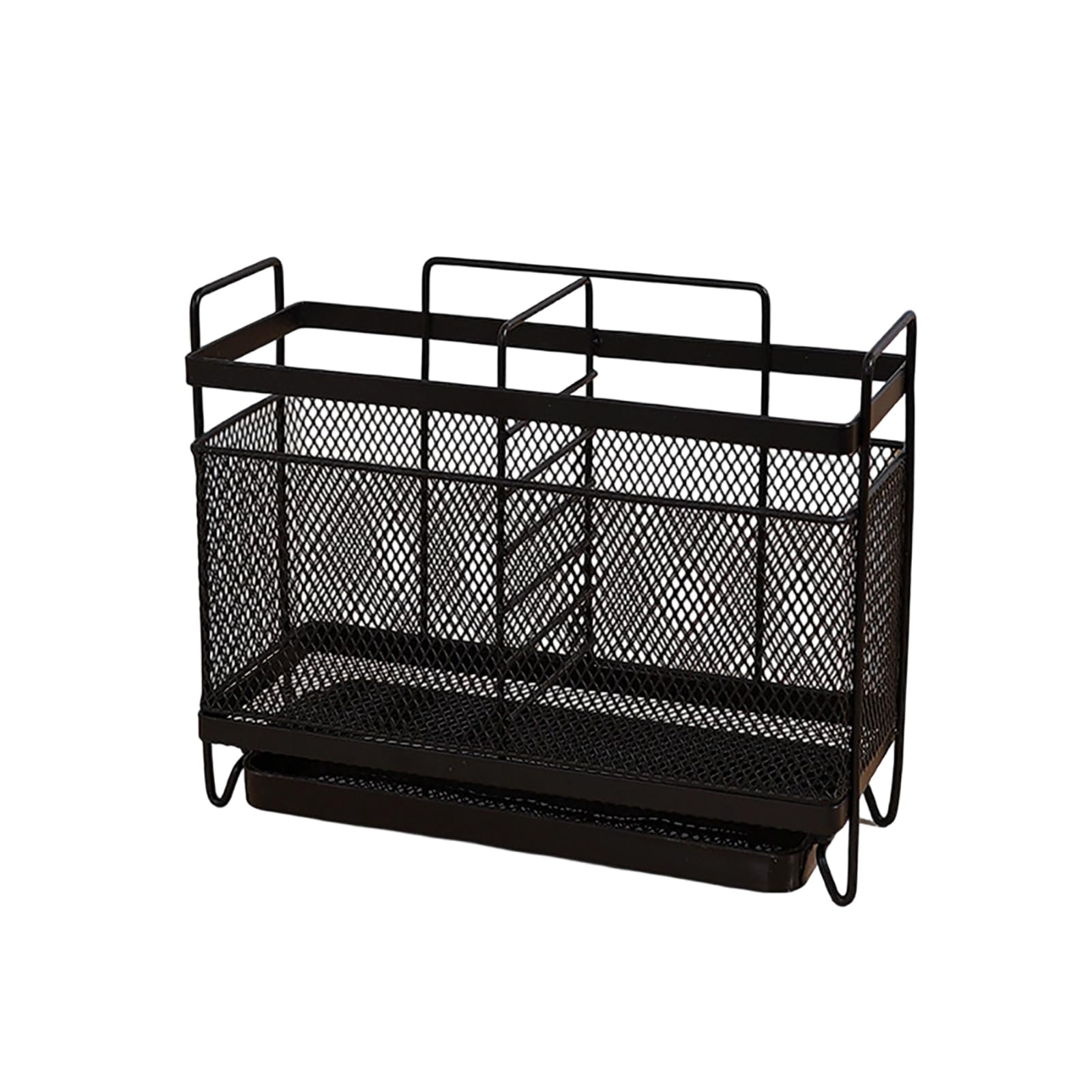 Glifora Utensil Storage Rack - with Divided Compartments Organiser, Drainage Holes Design Rack for Kitchen Countertop