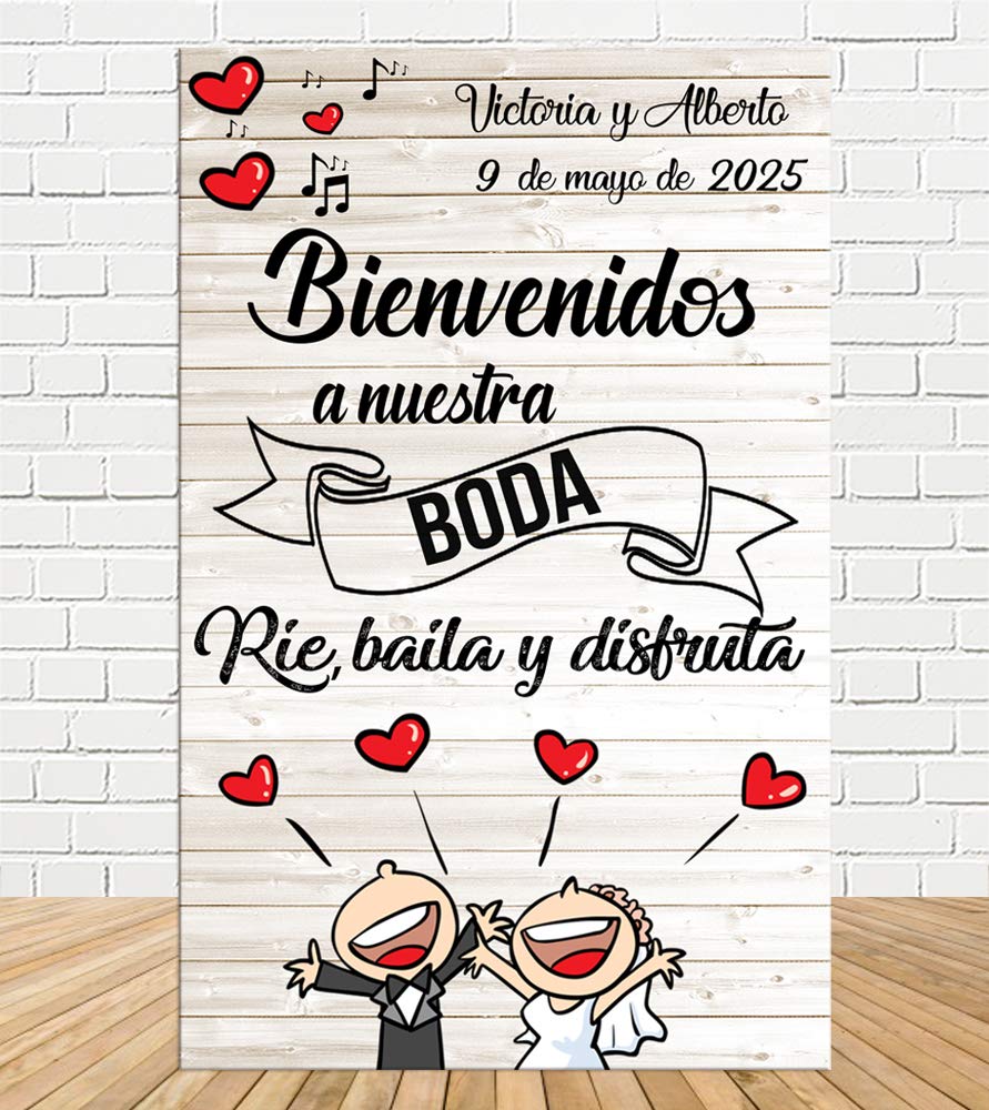 Cartel Bienvenida Boda Divertida 70x110cm| Divertido y económico|Decoración de Boda| Personalizable