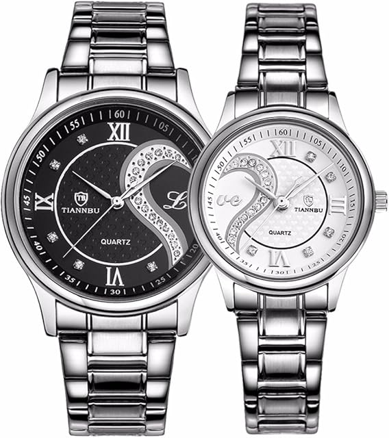 Fq-102 Stainless Steel Romantic Pair His and Hers Wrist Watches for Men Women Set of 2