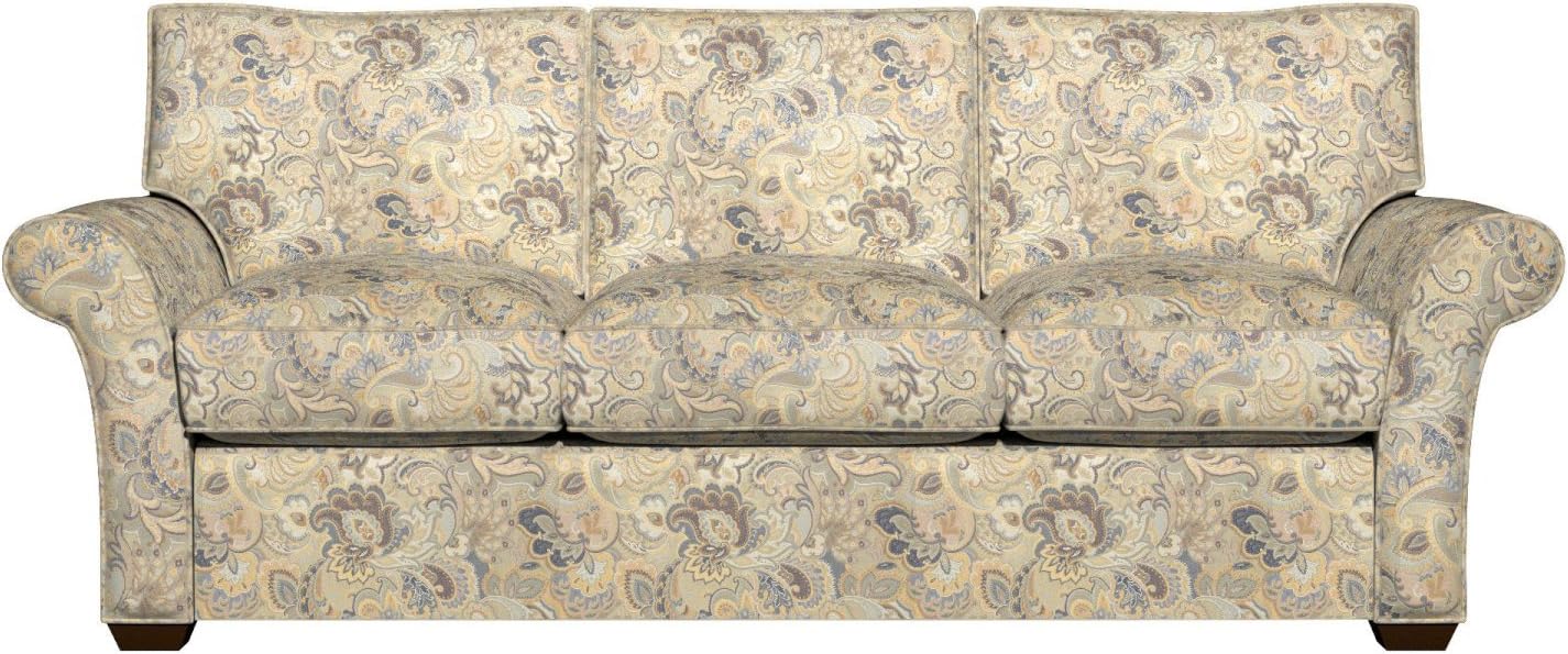 Blue White and Gold Abstract Floral Upholstery Fabric by The Yard - SKU: Ballard Rain