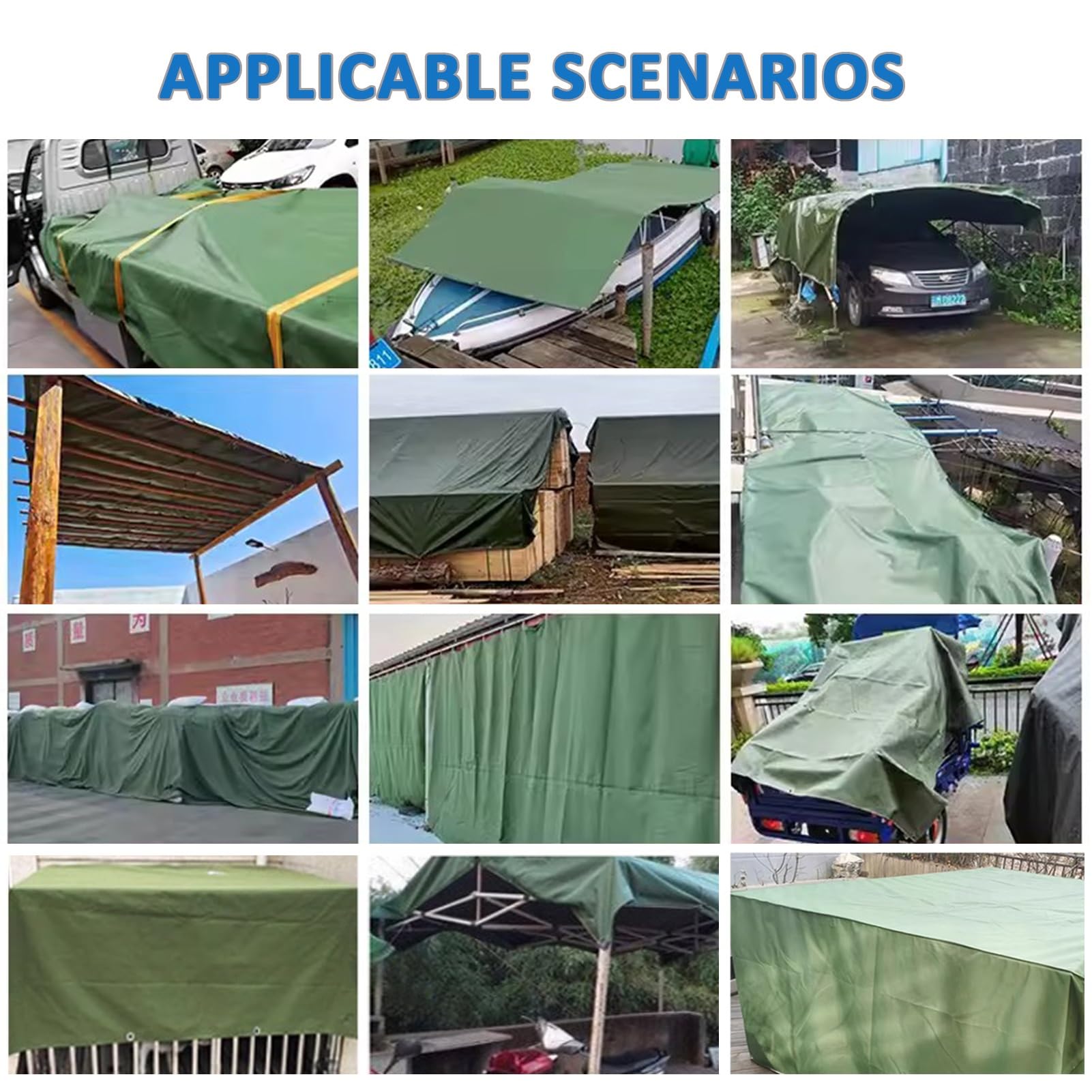 Bâche en Toile De Coton Ultra-Résistante Et Imperméable, Protection Extérieure avec Œillets Renforcés, Idéale pour Voiture, Toit, Bateau, Tente Et Auvent (2x3m)