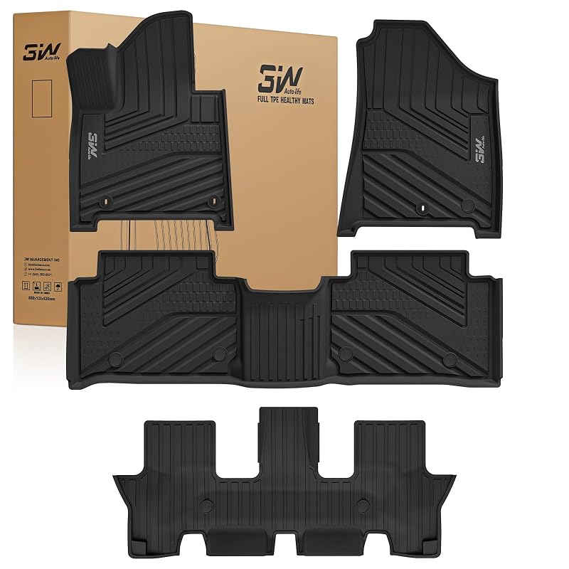 Tapete automotivo 3W para Hyundai Santa Fe 2024 a 2026, 7 lugares, TPE, não compatível com híbrido, 1 unidade