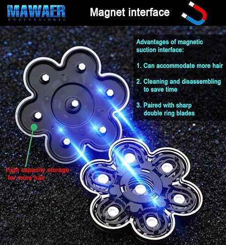 Miniatura 4 de Interfaz magnética universal, 7 cuchillas, cabezales de repuesto para afeitadora de cabeza, cabezales de repuesto universales húmedos y secos (7