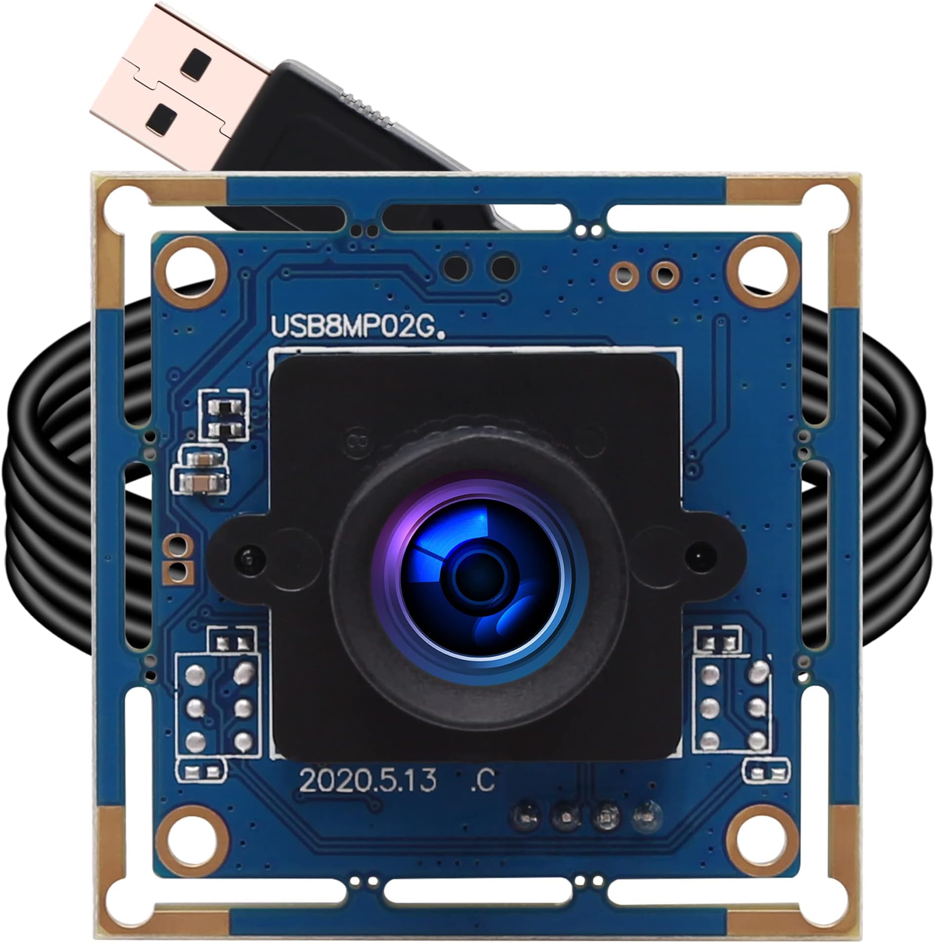 ELP 8mp USB Camera Module 2448p Webcam Board 75degree Wide Angle Web Cam Module Smart Embedded Camera IMX179 4k USB Webcam Module,8megapixel HD Industrial USB Camera for Windows/Linux/Android/mas Os