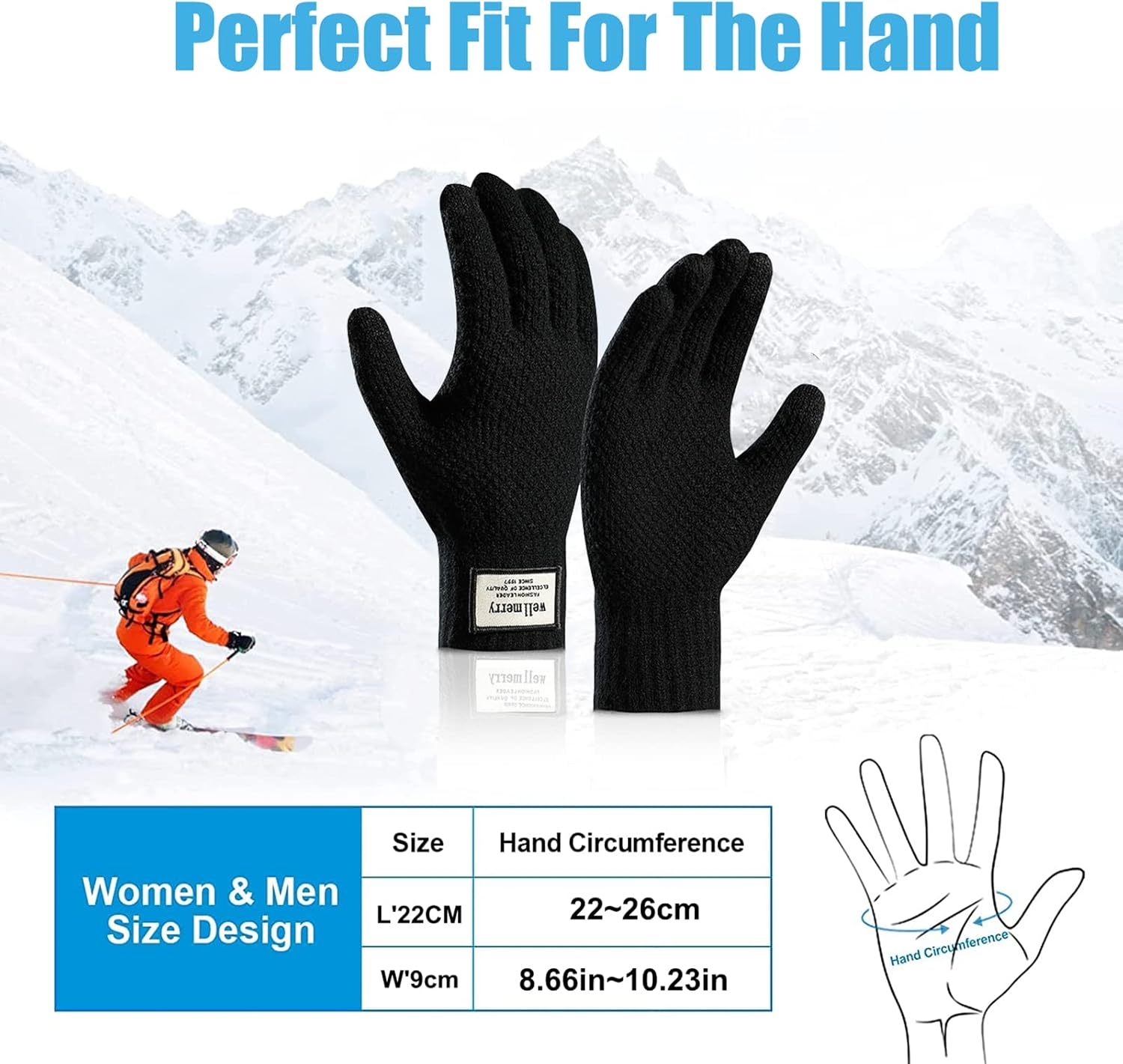 Gants Thermiques Hiver ARFNKIM - Noirs, Polaire, écran Tactile, Unisexe
