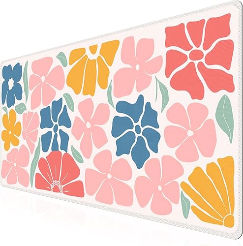 Miniatura 18 de iCasso Alfombrilla de escritorio, XXL Alfombrilla grande para mouse, con base antideslizante y bordes cosidos, para trabajo y juegos (floral verde)