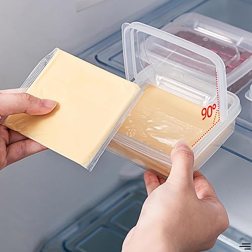 Miniatura 7 de Contenedor de queso con tapa abatible, caja transparente de almacenamiento de alimentos PP transparente para nevera