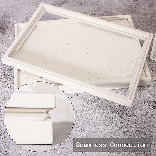 Miniatura 4 de Coward Bandeja organizadora de joyas con tapa, 100 ranuras para anillos, soporte de exhibición apilable para vender (beige