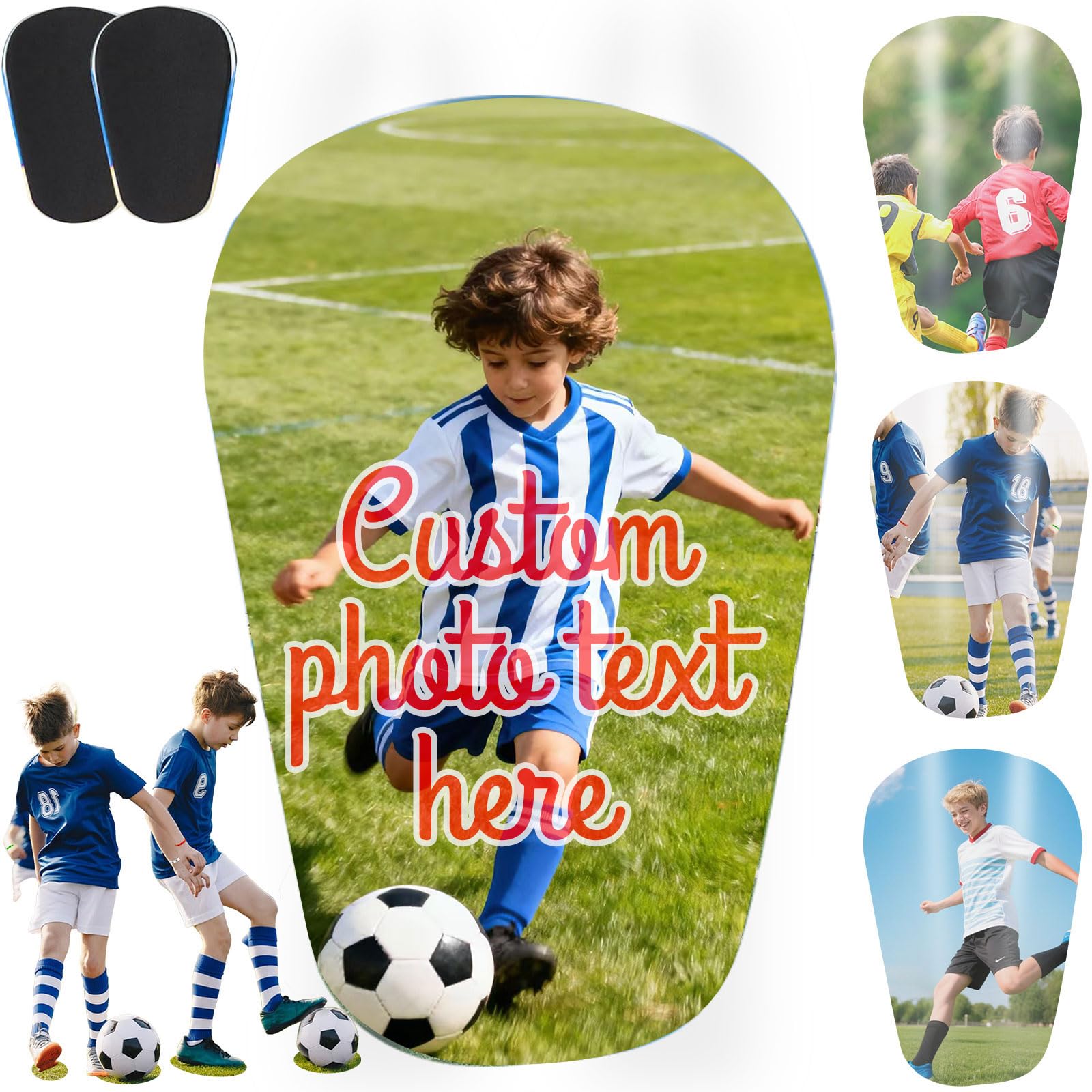 JJ GRADGOWN Personalized Shin Guards-Custom Shin Guards Football with Image/Texts, Thickened Foam Shock Absorption, Sturdy, Durable, Lightweight, Unique Gift for Adult, Athlete (Style -1)