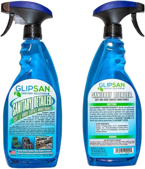 Glipsan Spray and Wipe Detailer, Soft & Hard Surface Maintenance, for Leather, Vinyl, Rubber and Plastics, 22 Fl Oz