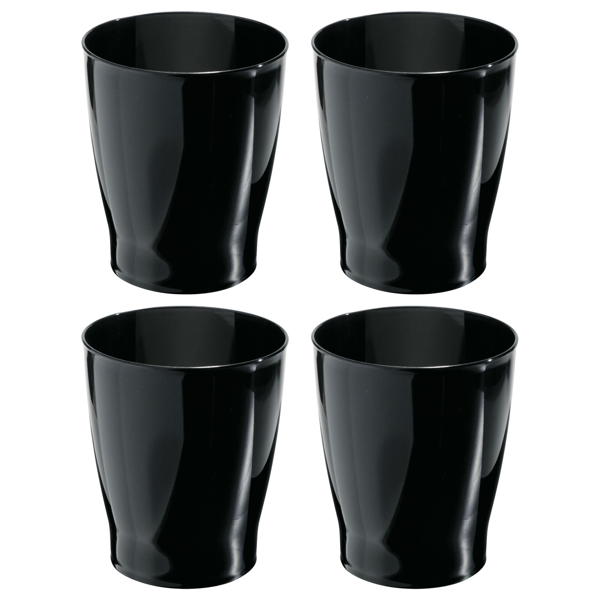 Petites poubelles rondes iDesign en plastique noir pour tri efficace lot de 4