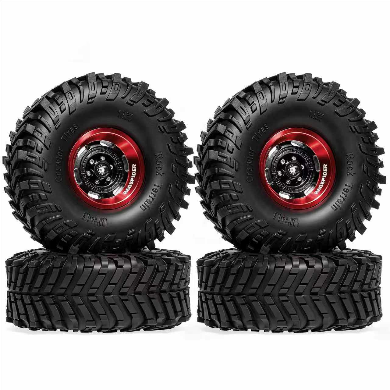 4 szt. 1,9 cala felgi ze stopu aluminium opony koła 120 x 44 mm adapter sześciokątny 12 mm RC części zamienne do 1/10 SCX10 III CJ7 Jeep WLtoys 104026 Bronco Crawler RC Car